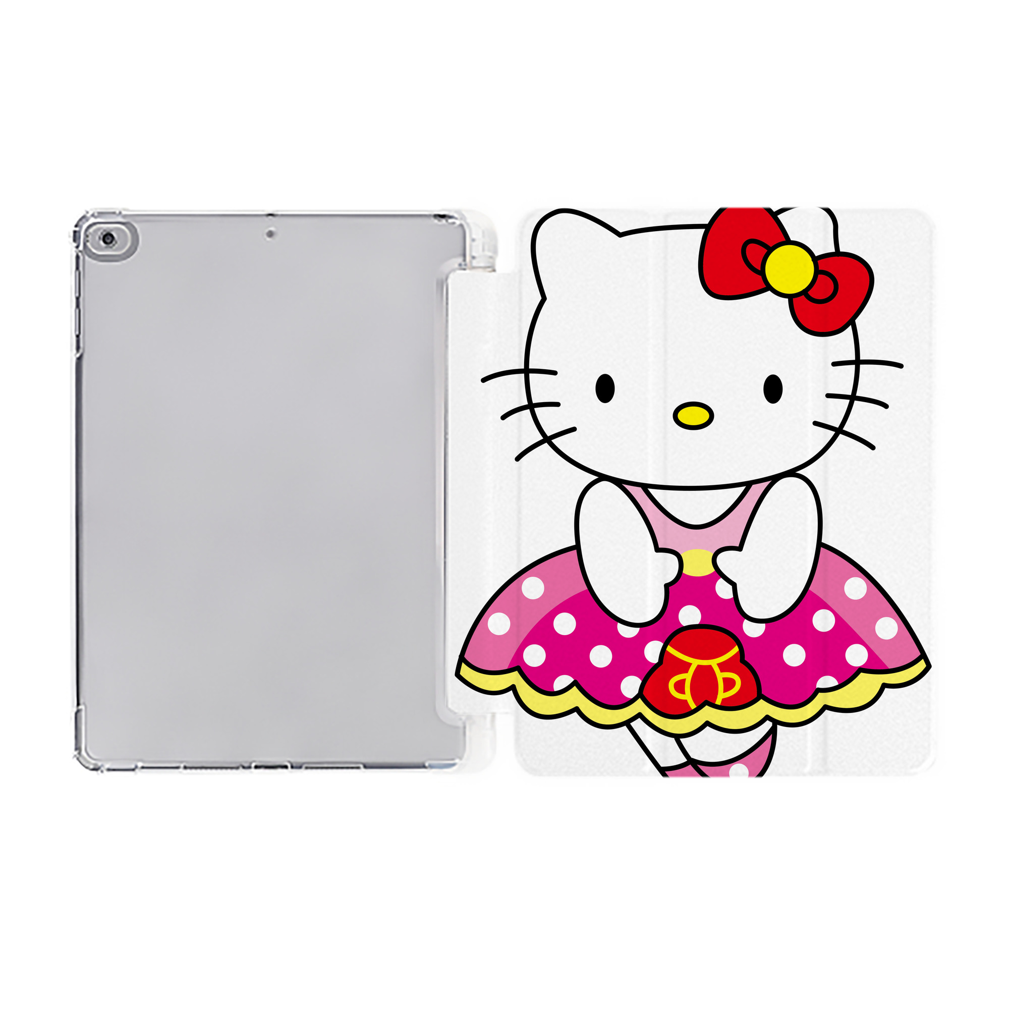 （画像用） Hello Kitty ハローキティ IPad ケース ペン収納付き 三つ折りスタンド PUレザー×シリコン 対応機種9.5/10.5/10.9インチ